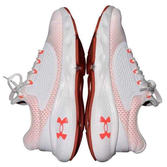 Under Armour Running Shoes Mens 8.5 White Pink Orange Charged Cushioning - Picture 1 of 11